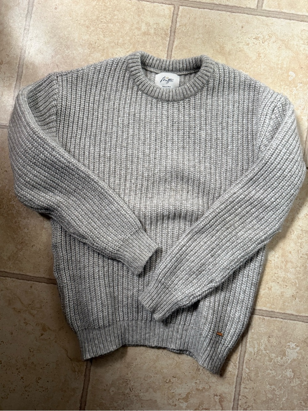 Crewneck Ribbed Sweater light gray fisherman vibes -octave -Mettle